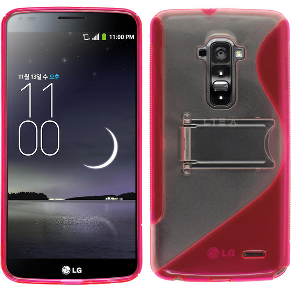 PhoneNatic Case kompatibel mit LG G Flex - pink Silikon Hülle  + 2 Schutzfolien