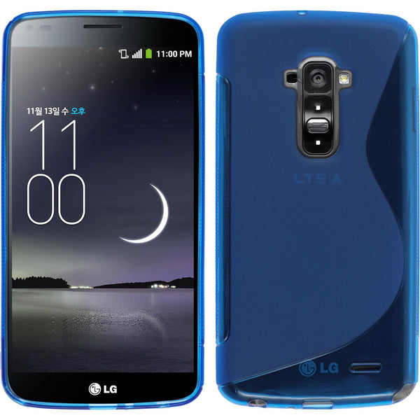 PhoneNatic Case kompatibel mit LG G Flex - blau Silikon Hülle S-Style + 2 Schutzfolien