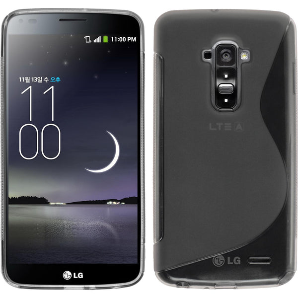 PhoneNatic Case kompatibel mit LG G Flex - grau Silikon Hülle S-Style + 2 Schutzfolien