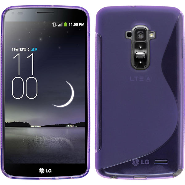 PhoneNatic Case kompatibel mit LG G Flex - lila Silikon Hülle S-Style + 2 Schutzfolien