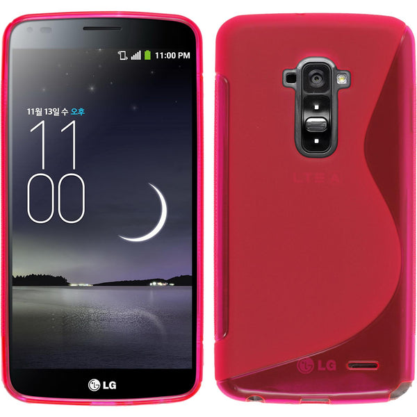 PhoneNatic Case kompatibel mit LG G Flex - pink Silikon Hülle S-Style + 2 Schutzfolien