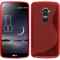 PhoneNatic Case kompatibel mit LG G Flex - rot Silikon Hülle S-Style + 2 Schutzfolien