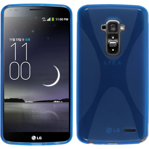 PhoneNatic Case kompatibel mit LG G Flex - blau Silikon Hülle X-Style + 2 Schutzfolien