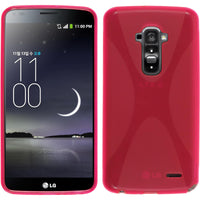 PhoneNatic Case kompatibel mit LG G Flex - pink Silikon Hülle X-Style + 2 Schutzfolien