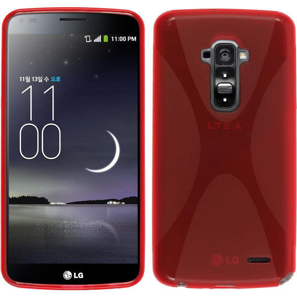 PhoneNatic Case kompatibel mit LG G Flex - rot Silikon Hülle X-Style + 2 Schutzfolien