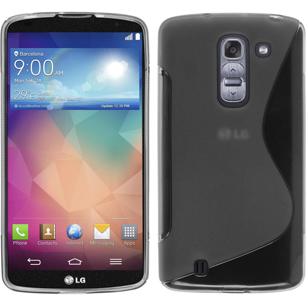 PhoneNatic Case kompatibel mit LG G Pro 2 - grau Silikon Hülle S-Style + 2 Schutzfolien