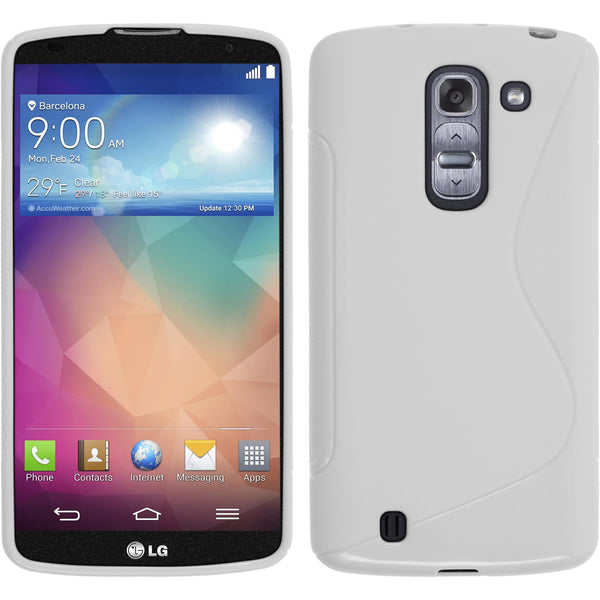 PhoneNatic Case kompatibel mit LG G Pro 2 - weiß Silikon Hülle S-Style + 2 Schutzfolien