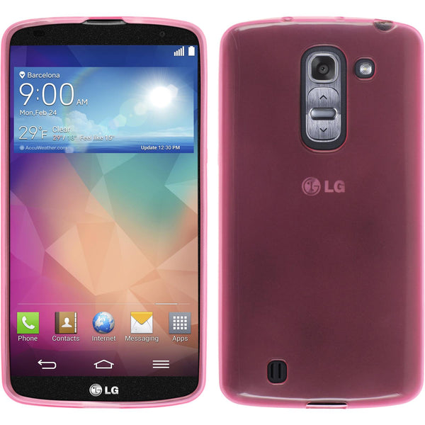 PhoneNatic Case kompatibel mit LG G Pro 2 - rosa Silikon Hülle transparent + 2 Schutzfolien