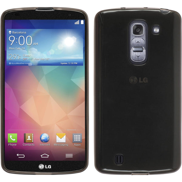PhoneNatic Case kompatibel mit LG G Pro 2 - schwarz Silikon Hülle transparent + 2 Schutzfolien