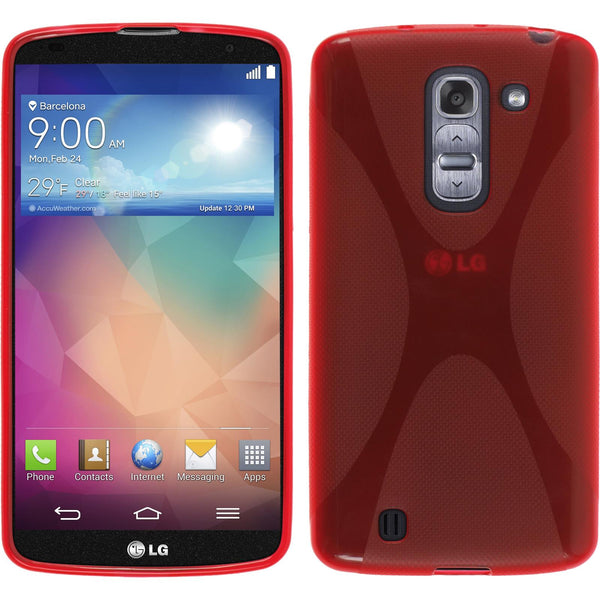 PhoneNatic Case kompatibel mit LG G Pro 2 - rot Silikon Hülle X-Style + 2 Schutzfolien