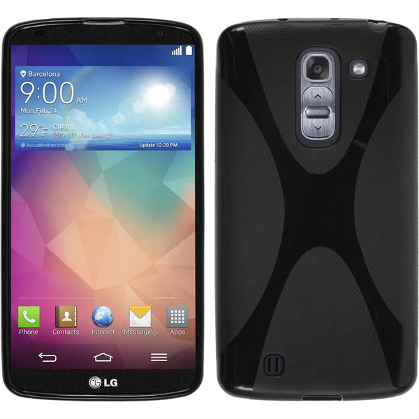 PhoneNatic Case kompatibel mit LG G Pro 2 - schwarz Silikon Hülle X-Style + 2 Schutzfolien