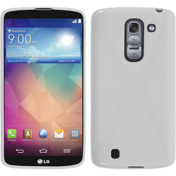 PhoneNatic Case kompatibel mit LG G Pro 2 - weiß Silikon Hülle X-Style + 2 Schutzfolien