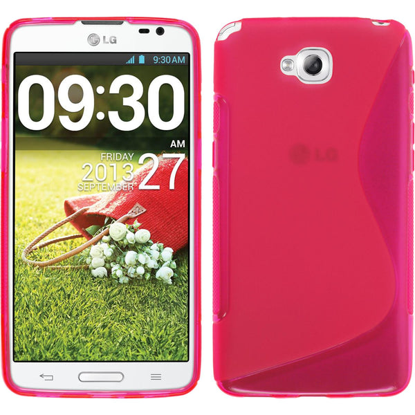 PhoneNatic Case kompatibel mit LG G Pro Lite - pink Silikon Hülle S-Style + 2 Schutzfolien