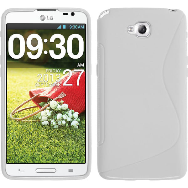 PhoneNatic Case kompatibel mit LG G Pro Lite - weiß Silikon Hülle S-Style + 2 Schutzfolien