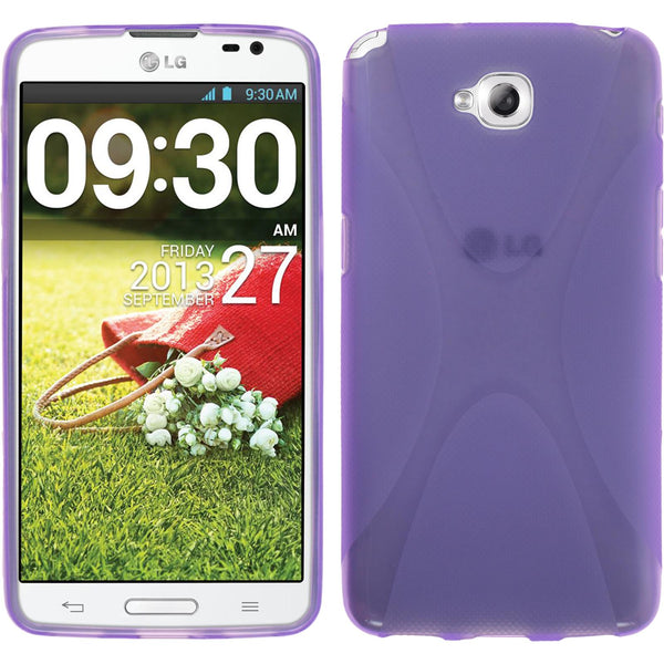 PhoneNatic Case kompatibel mit LG G Pro Lite - lila Silikon Hülle X-Style + 2 Schutzfolien