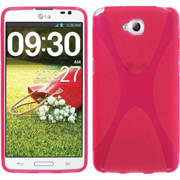 PhoneNatic Case kompatibel mit LG G Pro Lite - pink Silikon Hülle X-Style + 2 Schutzfolien