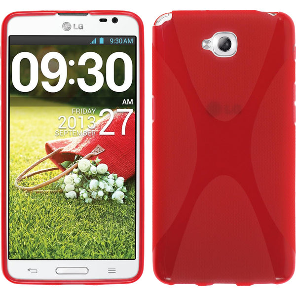 PhoneNatic Case kompatibel mit LG G Pro Lite - rot Silikon Hülle X-Style + 2 Schutzfolien
