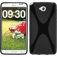 PhoneNatic Case kompatibel mit LG G Pro Lite - schwarz Silikon Hülle X-Style + 2 Schutzfolien