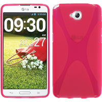 PhoneNatic Case kompatibel mit LG G Pro Lite Dual - pink Silikon Hülle X-Style + 2 Schutzfolien