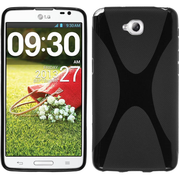 PhoneNatic Case kompatibel mit LG G Pro Lite Dual - schwarz Silikon Hülle X-Style + 2 Schutzfolien