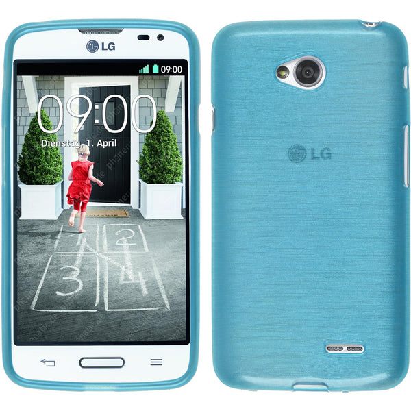 PhoneNatic Case kompatibel mit LG L70 - blau Silikon Hülle brushed + 2 Schutzfolien