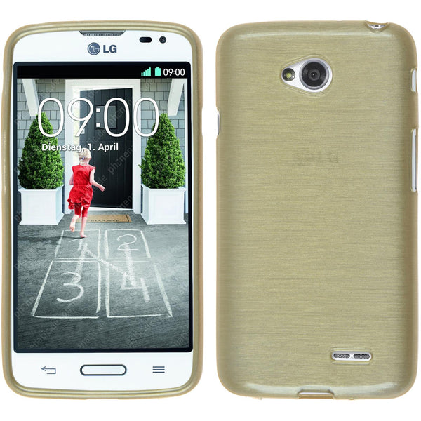 PhoneNatic Case kompatibel mit LG L70 - gold Silikon Hülle brushed + 2 Schutzfolien