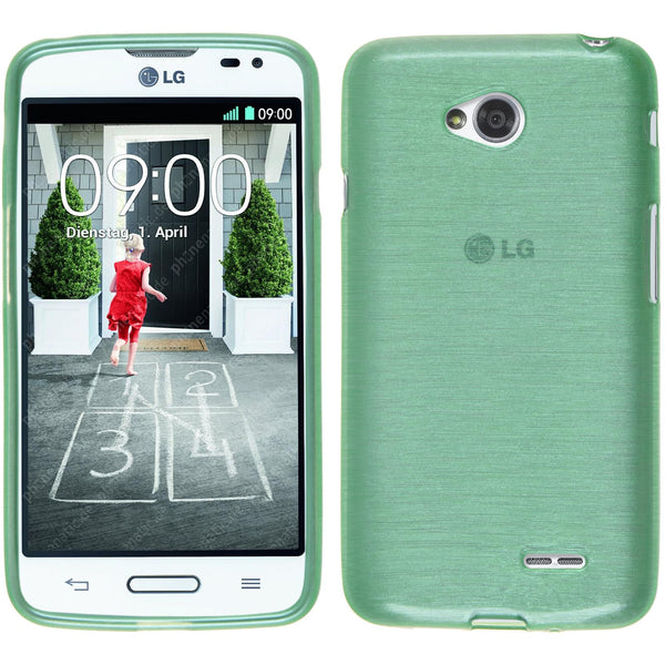 PhoneNatic Case kompatibel mit LG L70 - grün Silikon Hülle brushed + 2 Schutzfolien