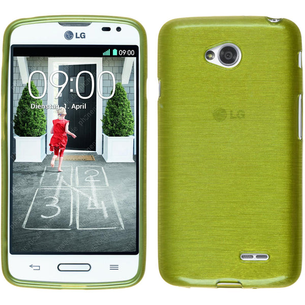 PhoneNatic Case kompatibel mit LG L70 - pastellgrün Silikon Hülle brushed + 2 Schutzfolien