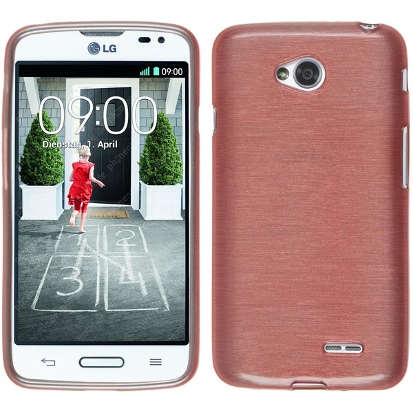 PhoneNatic Case kompatibel mit LG L70 - rosa Silikon Hülle brushed + 2 Schutzfolien