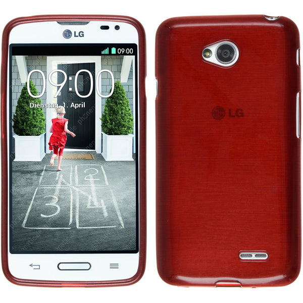 PhoneNatic Case kompatibel mit LG L70 - rot Silikon Hülle brushed + 2 Schutzfolien