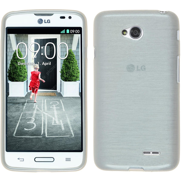 PhoneNatic Case kompatibel mit LG L70 - weiﬂ Silikon Hülle brushed + 2 Schutzfolien