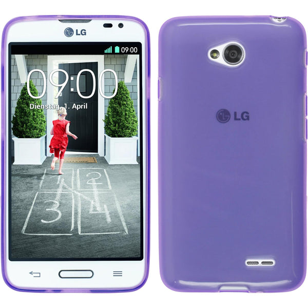 PhoneNatic Case kompatibel mit LG L70 - lila Silikon Hülle transparent + 2 Schutzfolien