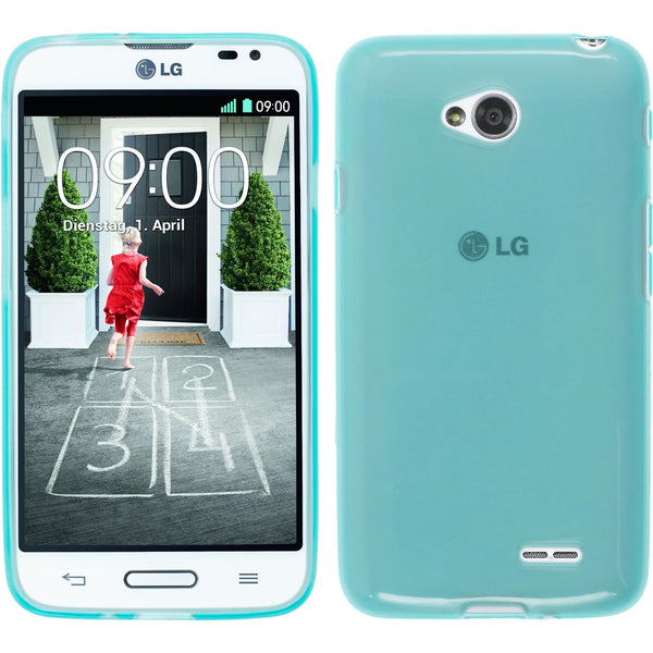 PhoneNatic Case kompatibel mit LG L70 - türkis Silikon Hülle transparent + 2 Schutzfolien