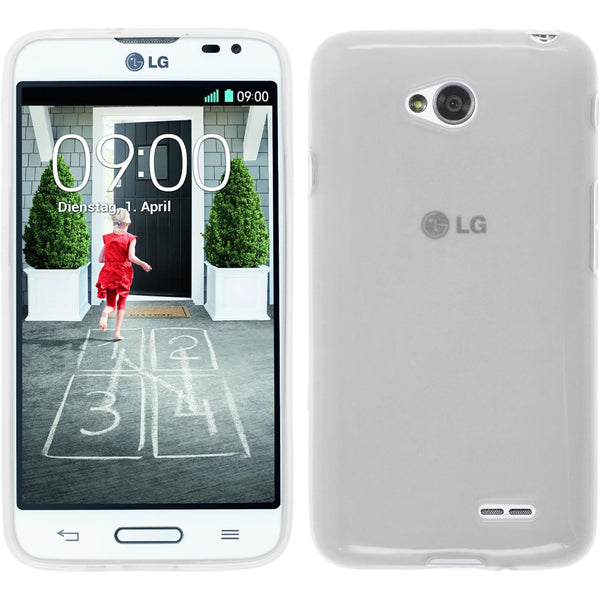 PhoneNatic Case kompatibel mit LG L70 - weiﬂ Silikon Hülle transparent + 2 Schutzfolien