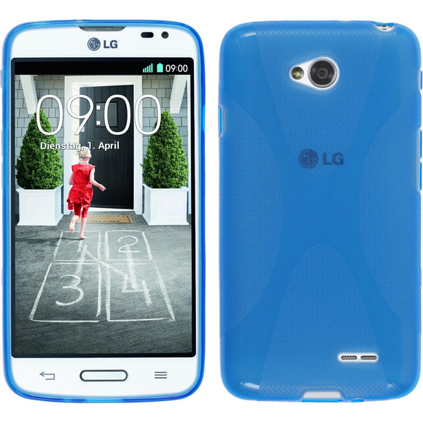 PhoneNatic Case kompatibel mit LG L70 - blau Silikon Hülle X-Style + 2 Schutzfolien