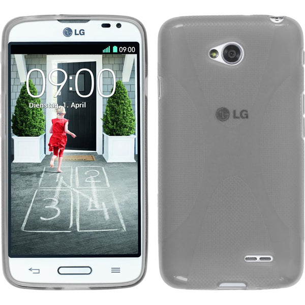 PhoneNatic Case kompatibel mit LG L70 - grau Silikon Hülle X-Style + 2 Schutzfolien