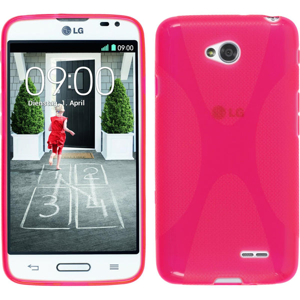 PhoneNatic Case kompatibel mit LG L70 - pink Silikon Hülle X-Style + 2 Schutzfolien