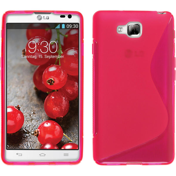 PhoneNatic Case kompatibel mit LG Optimus L9 II - pink Silikon Hülle S-Style + 2 Schutzfolien