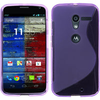 PhoneNatic Case kompatibel mit Motorola Moto X - lila Silikon Hülle S-Style + 2 Schutzfolien