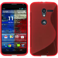 PhoneNatic Case kompatibel mit Motorola Moto X - rot Silikon Hülle S-Style + 2 Schutzfolien