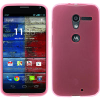 PhoneNatic Case kompatibel mit Motorola Moto X - rosa Silikon Hülle transparent + 2 Schutzfolien