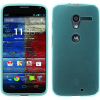 PhoneNatic Case kompatibel mit Motorola Moto X - türkis Silikon Hülle transparent + 2 Schutzfolien