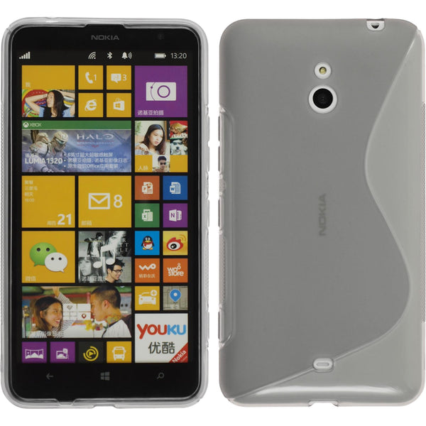 PhoneNatic Case kompatibel mit  Nokia Lumia 1320 - grau Silikon Hülle S-Style + 2 Schutzfolien