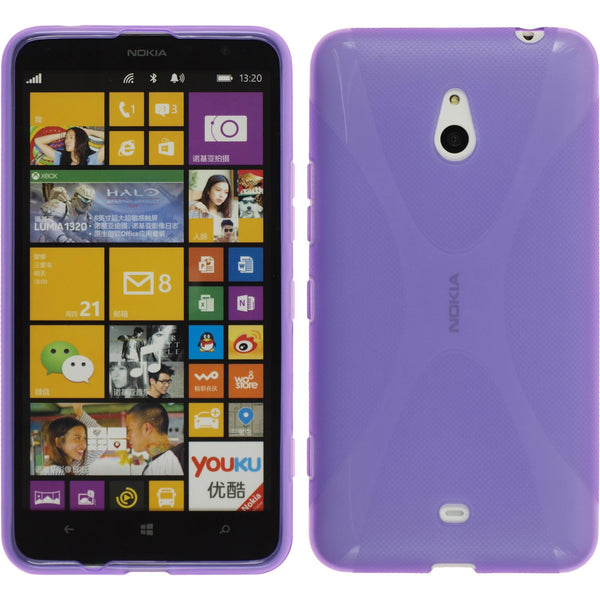 PhoneNatic Case kompatibel mit  Nokia Lumia 1320 - lila Silikon Hülle X-Style + 2 Schutzfolien
