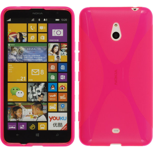 PhoneNatic Case kompatibel mit  Nokia Lumia 1320 - pink Silikon Hülle X-Style + 2 Schutzfolien