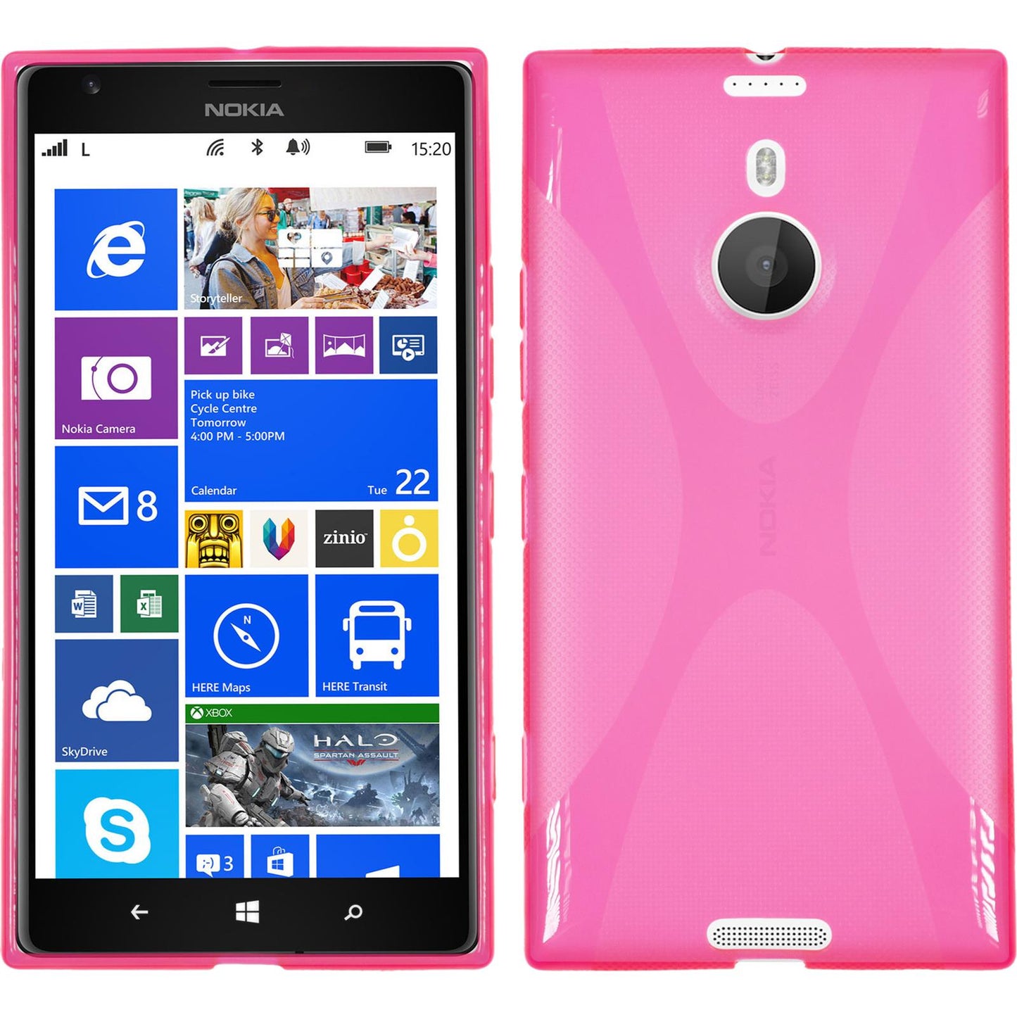 PhoneNatic Case kompatibel mit  Nokia Lumia 1520 - pink Silikon Hülle X-Style + 2 Schutzfolien