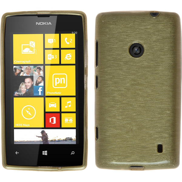 PhoneNatic Case kompatibel mit  Nokia Lumia 520 - gold Silikon Hülle brushed + 2 Schutzfolien