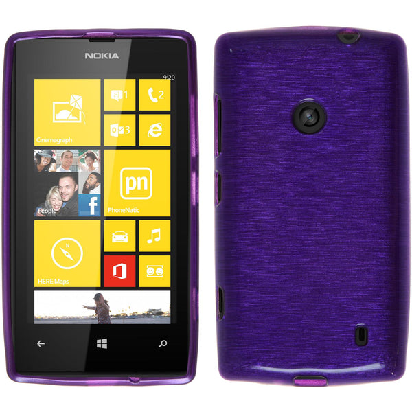 PhoneNatic Case kompatibel mit  Nokia Lumia 520 - lila Silikon Hülle brushed + 2 Schutzfolien