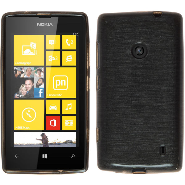 PhoneNatic Case kompatibel mit  Nokia Lumia 520 - silber Silikon Hülle brushed + 2 Schutzfolien