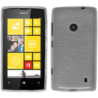 PhoneNatic Case kompatibel mit  Nokia Lumia 520 - weiﬂ Silikon Hülle brushed + 2 Schutzfolien